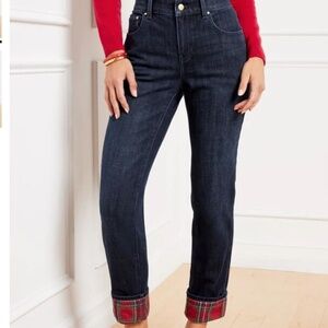 TALBOTS TARTAN CUFF EVERYDAY RELAXED JEANS - ALPINE WASH Size US 14